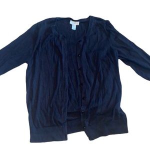 Ann Taylor LOFT Black Button Down Sweater Size L